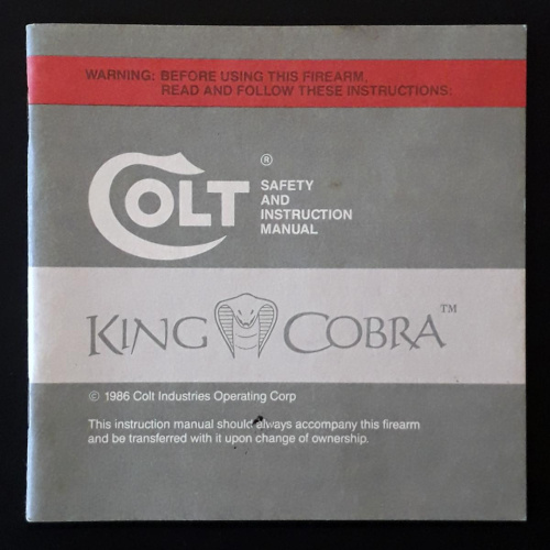 Manual Revolver Colt King Cobra Año 1986