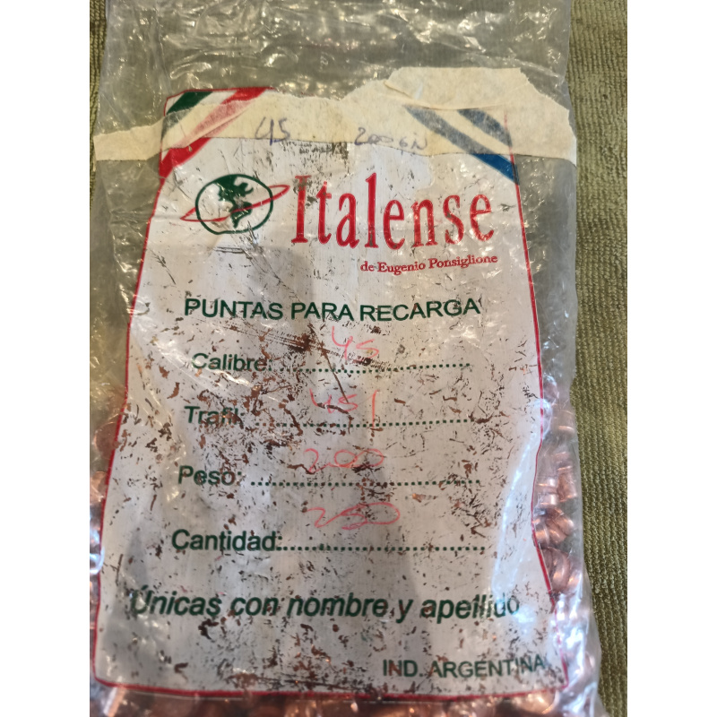 Puntas Italense Cal 45 Acp De 230 Y 200 Grs