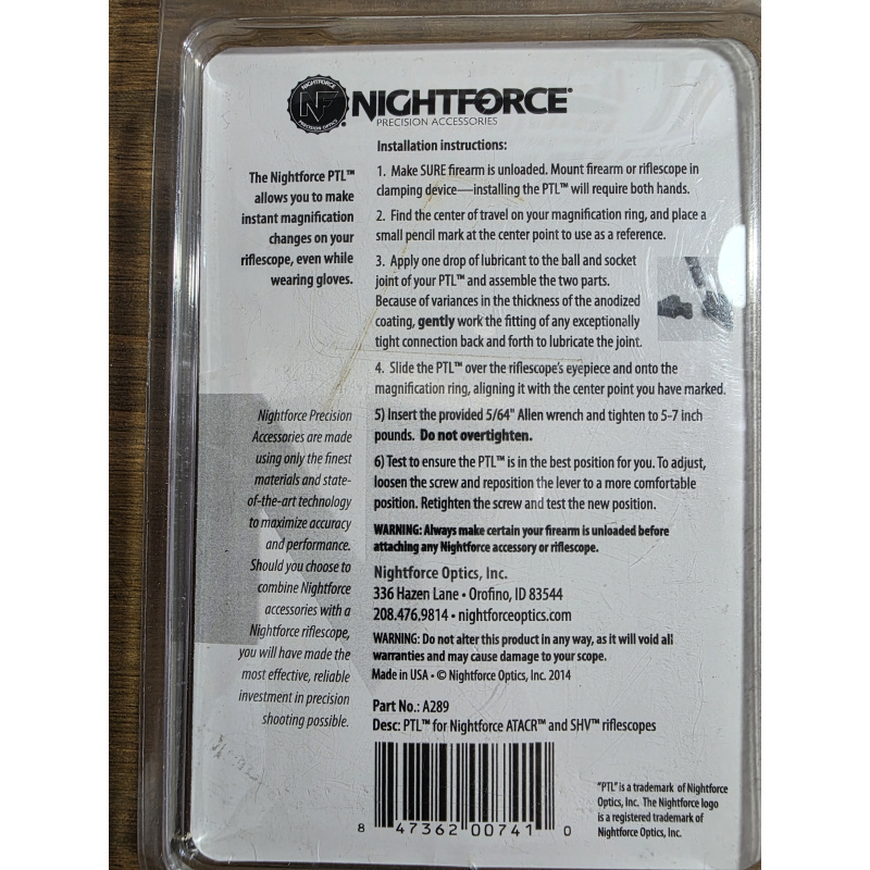 Anillo De Ajuste Aumentos Nightforce