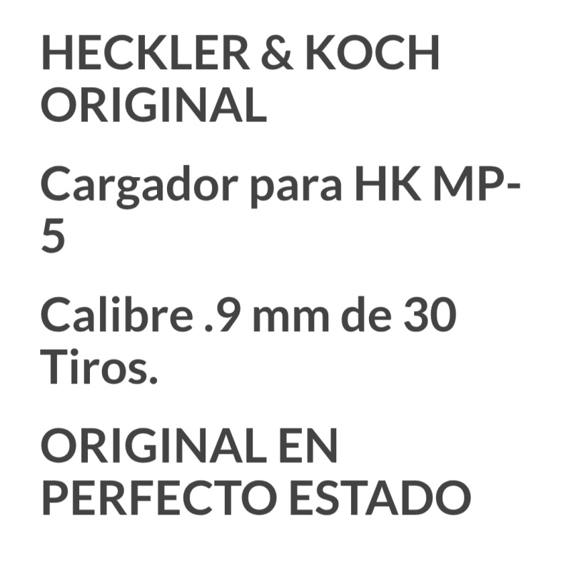 Cargador Mp5 Hk 9mm