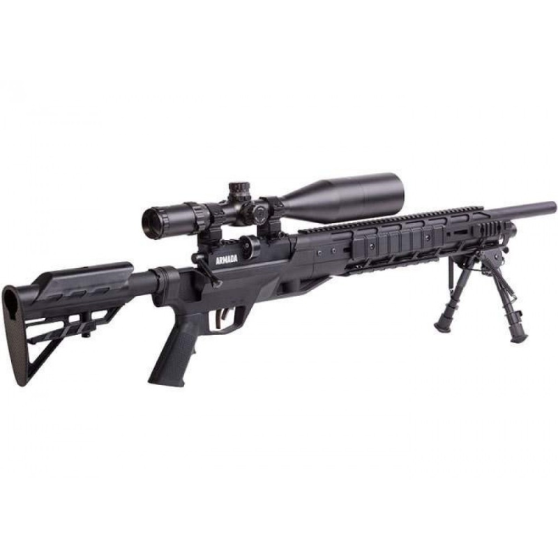 Rifle De Aire Pcp Benjamin Armada Calibre 6,35 Mm Con Mira, Montajes Y Bipode