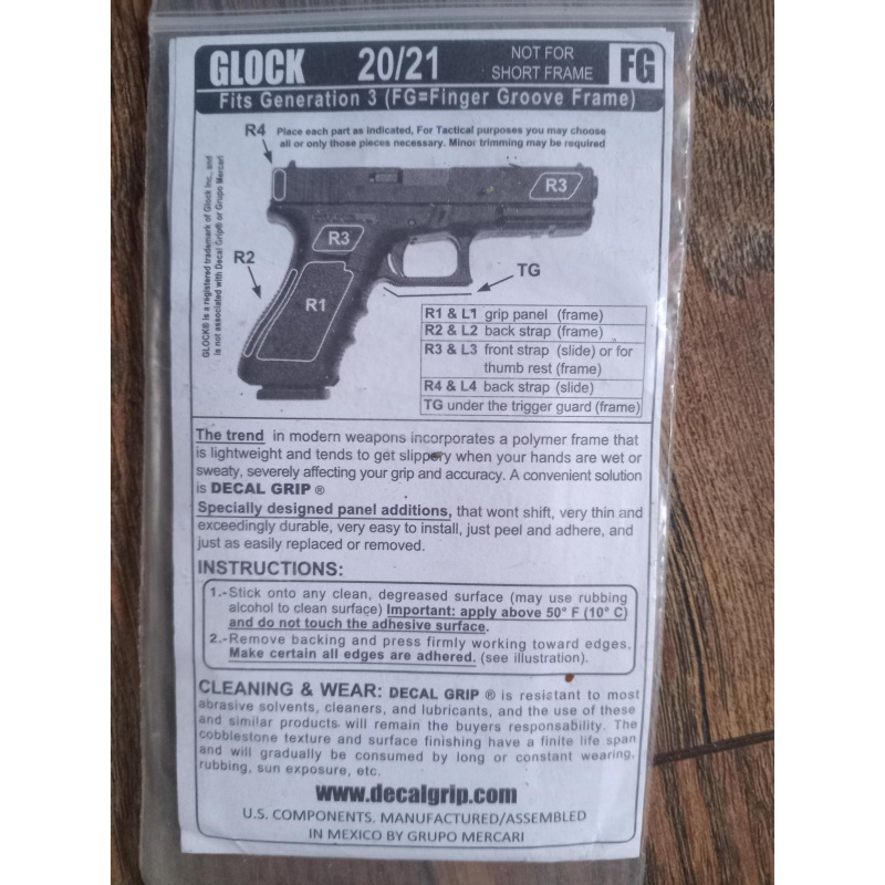 Glock G19 / G20-21 Adhesivos Lija Decal Grip Usa