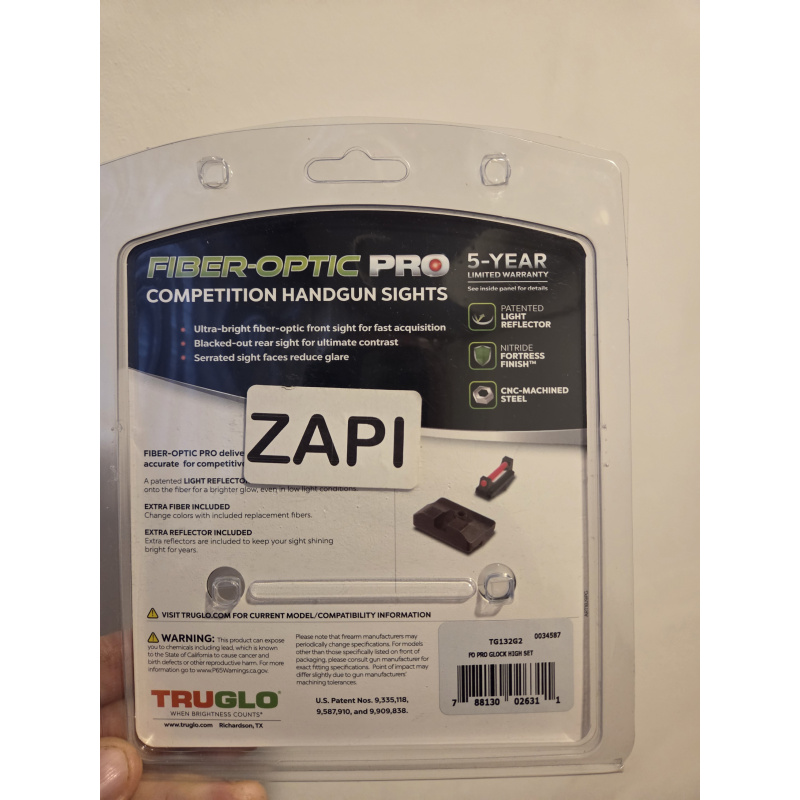 Alza Y Guion Truglo Fibra óptica Glock 17 Tg132g2