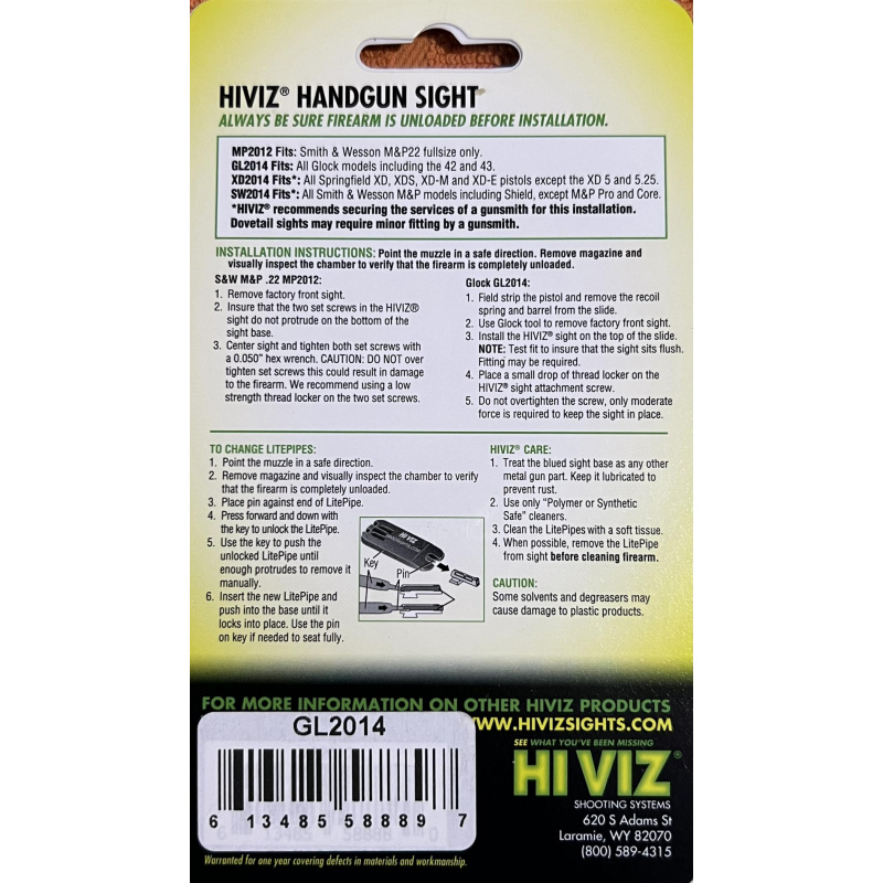 Guion Hiviz Para Pistolas Glock Fibra  Nuevo Usd65