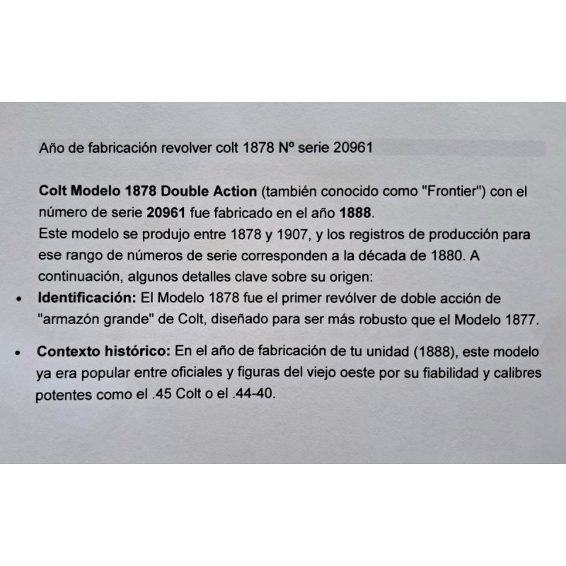 Revolver Colt Frontier 1878 - Cal. 45