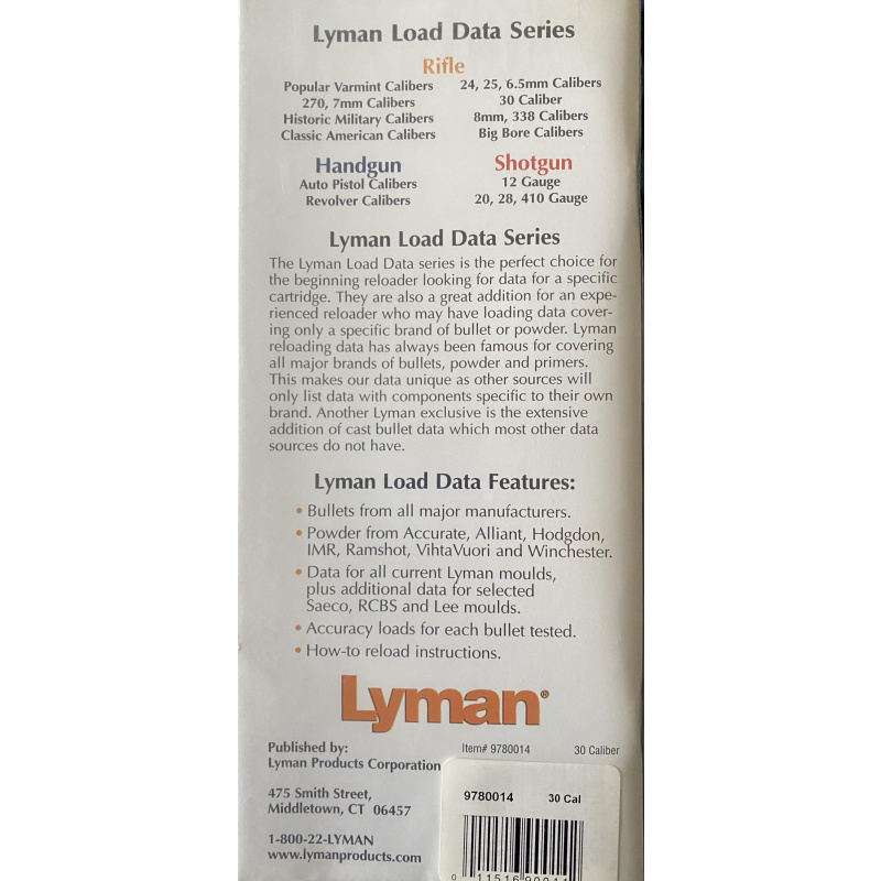 Manual De Recarga Lyman 30 Caliber Nuevo Y Sin Uso Usd15