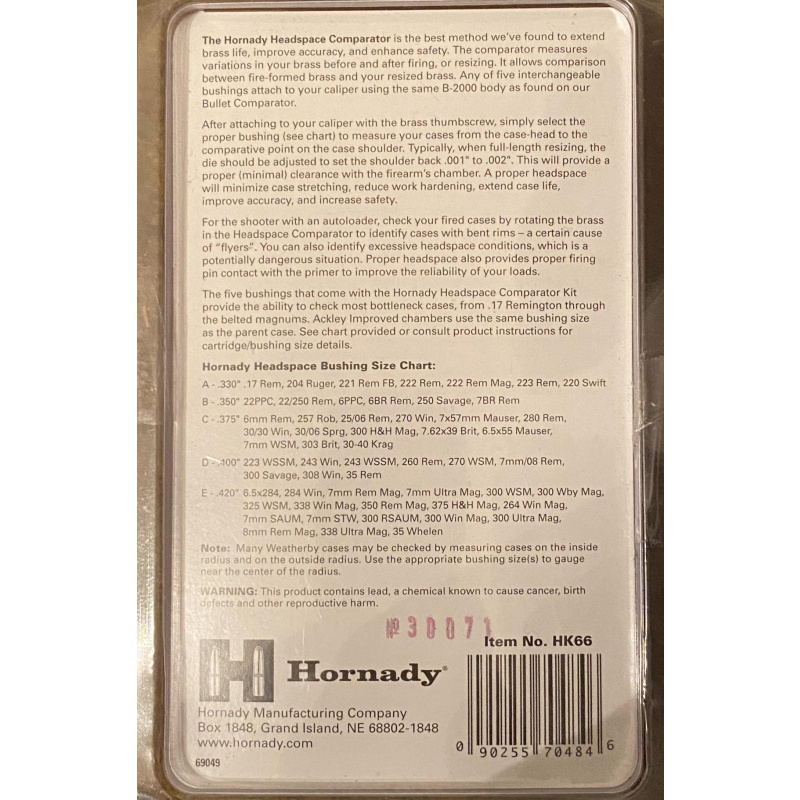 Headspace Comparator Kit Hornady Nuevo Usd115