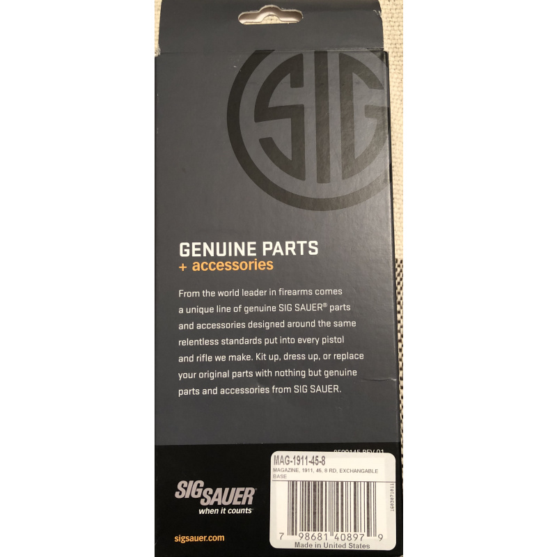 Cargador Sig Sauer 1911 Original 8 Tiros Inox Nuevo Usd60