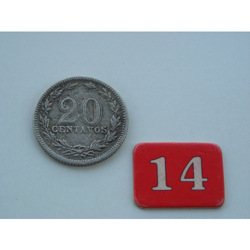 Moneda Argentina 20 Centavos 1896 - Cj Nac#52.2