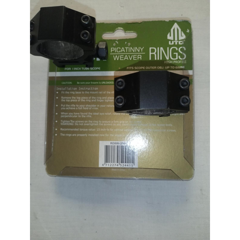 Anillas Mira Tubo 30mm Base Weaver Picattiny Perfil Bajo  Utg