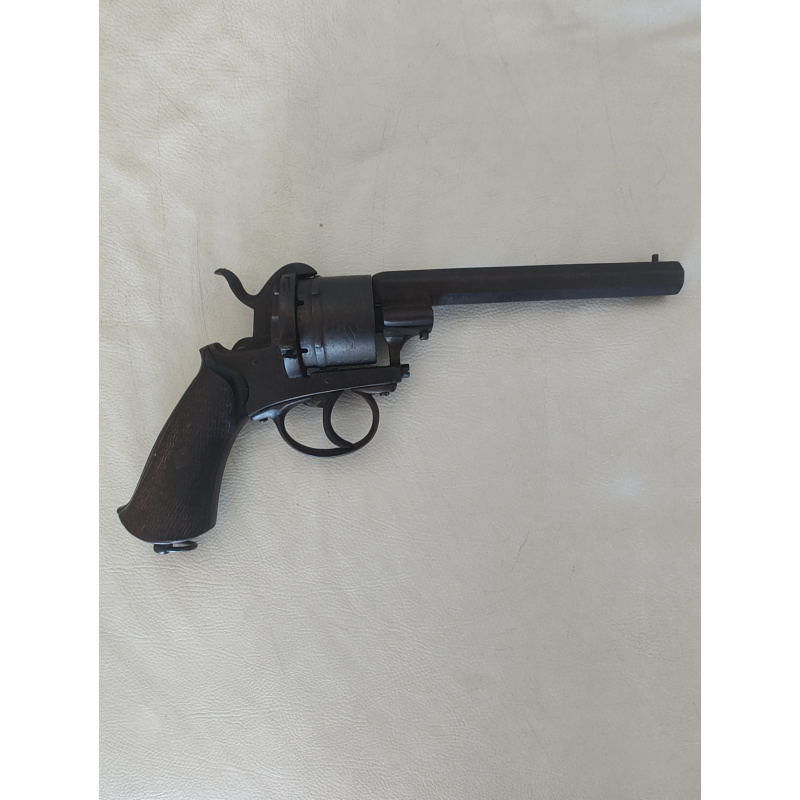 Revólver Antiguo Sistema Lefaucheux Belga De Espiga Cañón Octogonal C. 1860