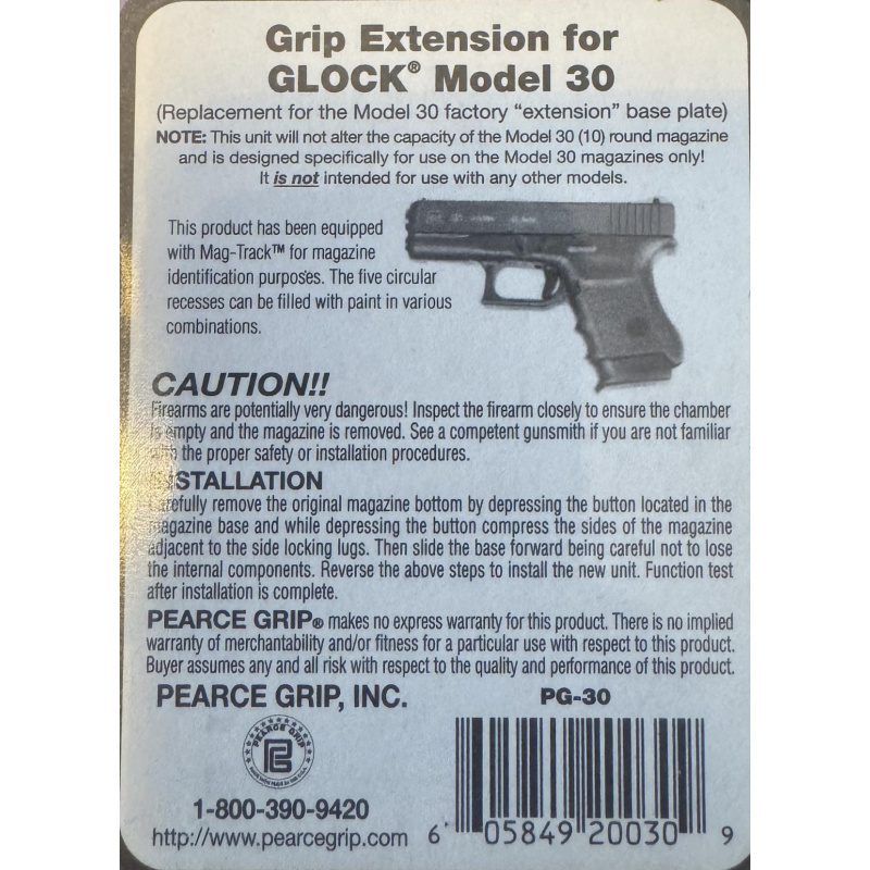 Grip Extension Pearce Glock 30 Nuevo Usd20
