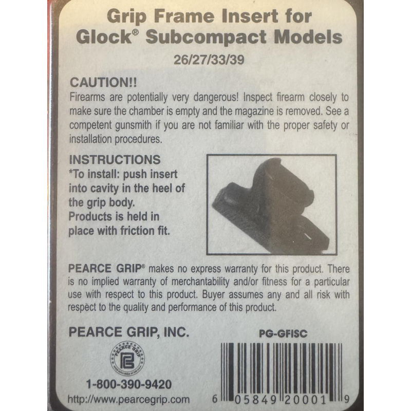 Tapa Mugre Pearce Glock Gen 3 Subcompacta Nuevo Usd16
