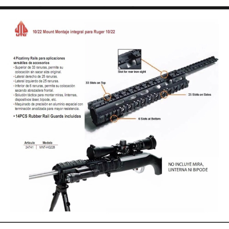 Riel Picatiny Ruger 10-22  Carabina