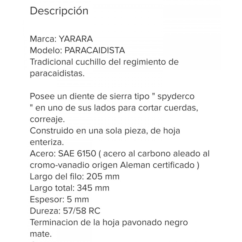 Cuchillo Yarara Con Manopla Regimiento Paracaidistas