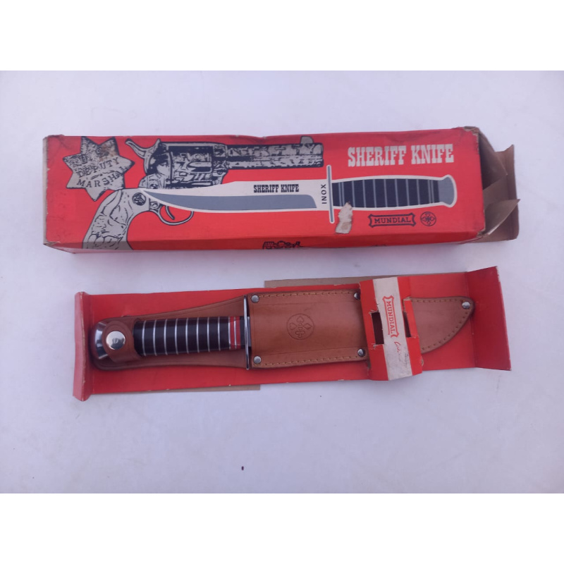 Bowie M U N D I A L  Sheriff Knife Nuevo-caja Y Vaina Originales Años 80
