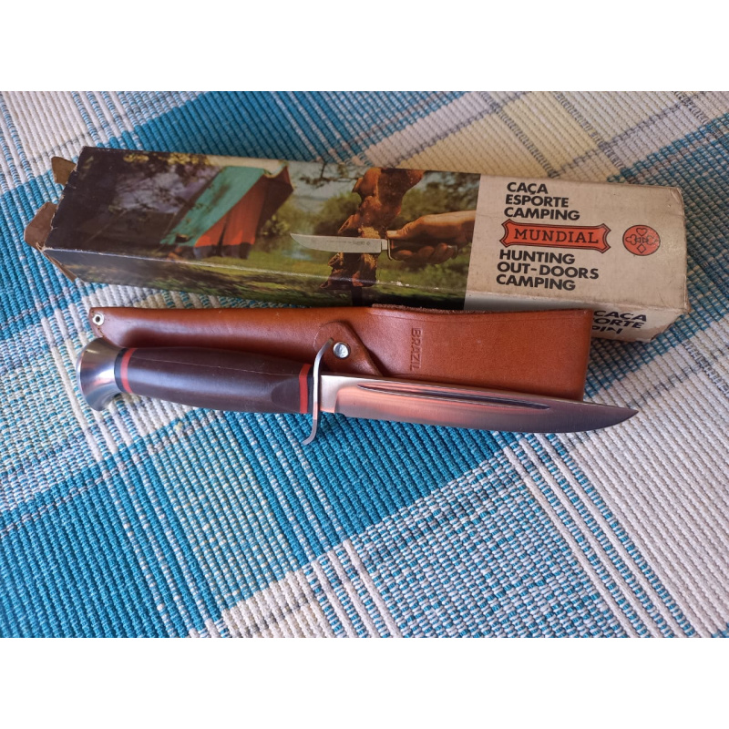 Cuchillo De Caza M U N D I A L - Brasil - Inox Cromodur - Nuevo Viejo Stock