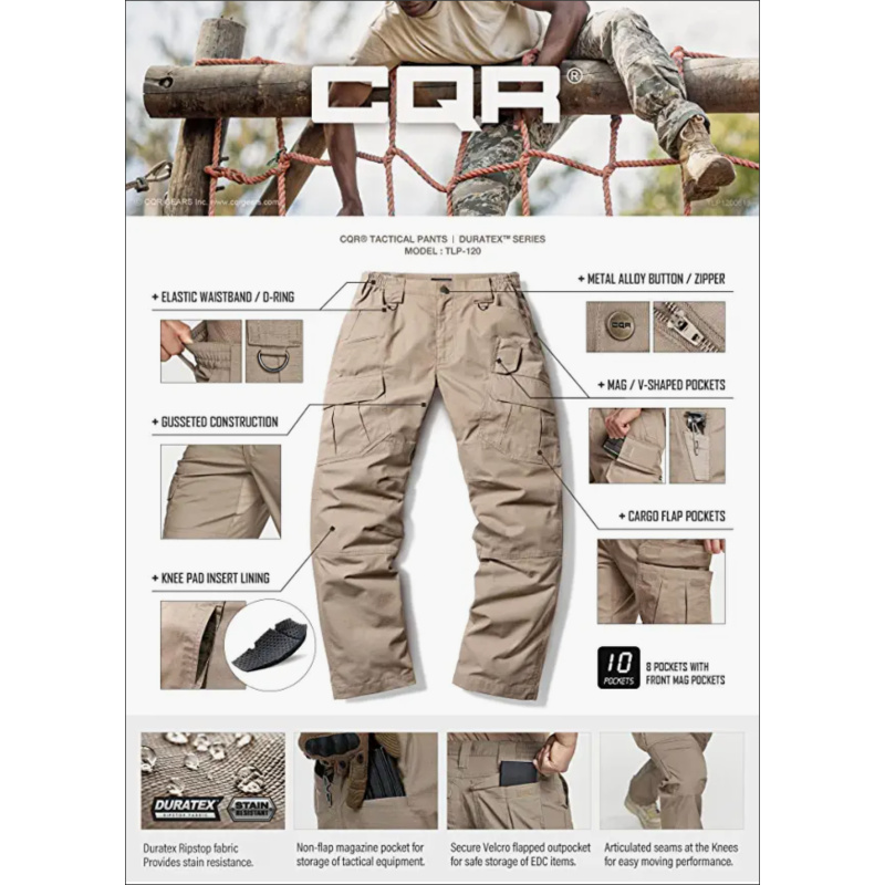 Pantalon Tactico Tipo Cargo Marca Cqr Ripstop Duratex
